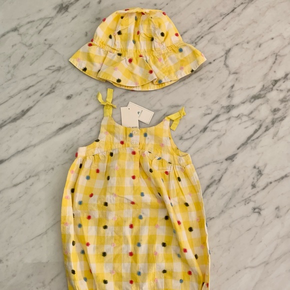 NWT Baby Gap Girls 18-24 Months Matching Romper and Hat - Picture 4 of 9